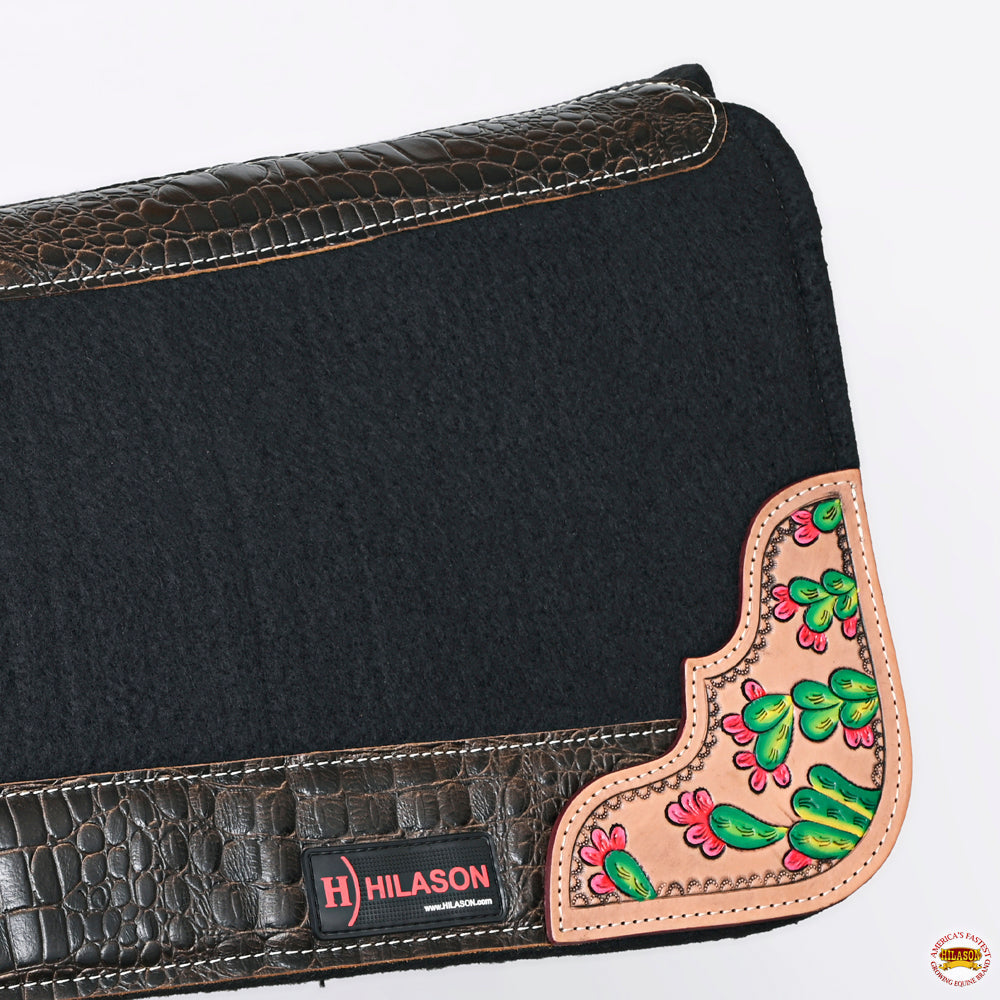 32" X 30" Hilason Horse Western Contoured Wool Felt Therapeutic Saddle Pad Black