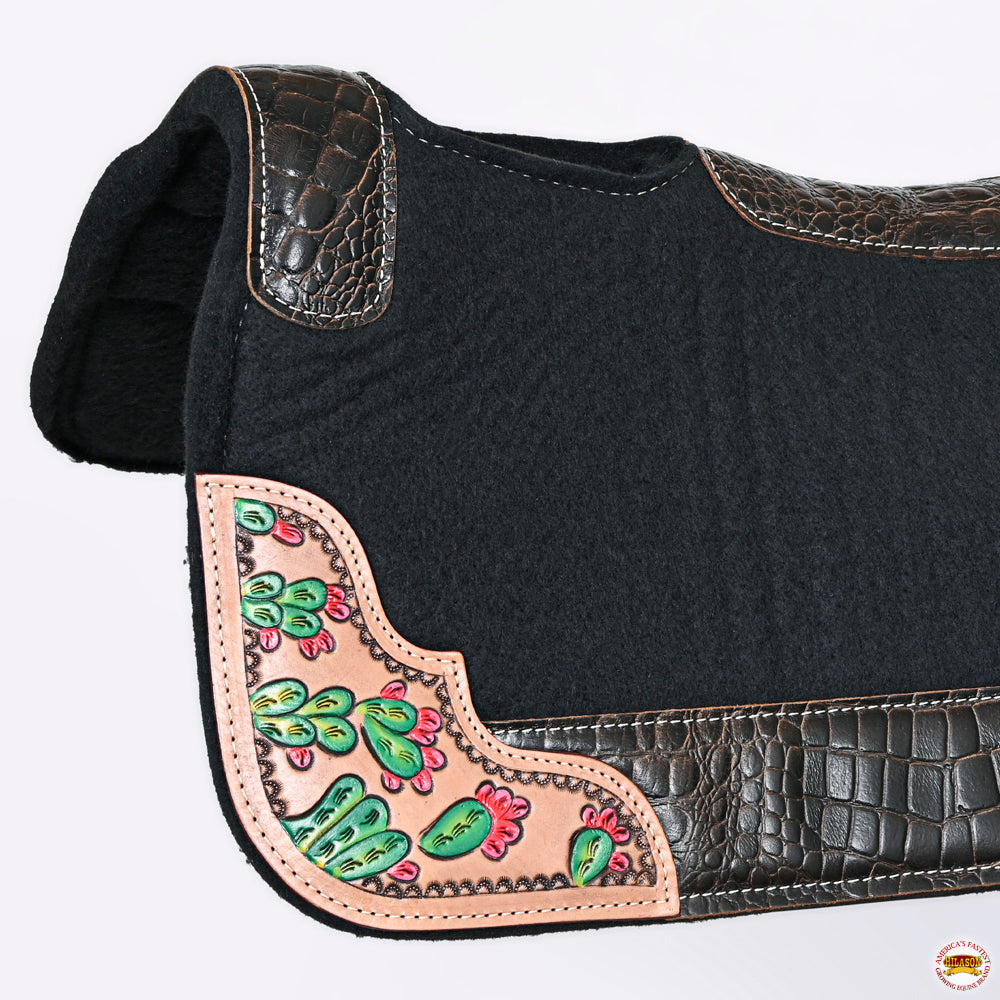 32" X 30" Hilason Horse Western Contoured Wool Felt Therapeutic Saddle Pad Black