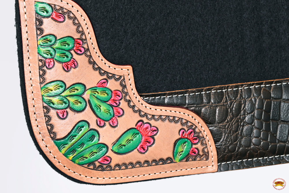 32" X 30" Hilason Horse Western Contoured Wool Felt Therapeutic Saddle Pad Black