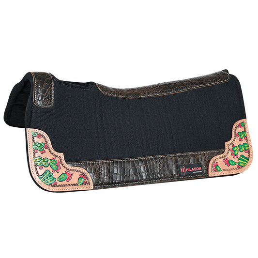 32" X 30" Hilason Horse Western Contoured Wool Felt Therapeutic Saddle Pad Black