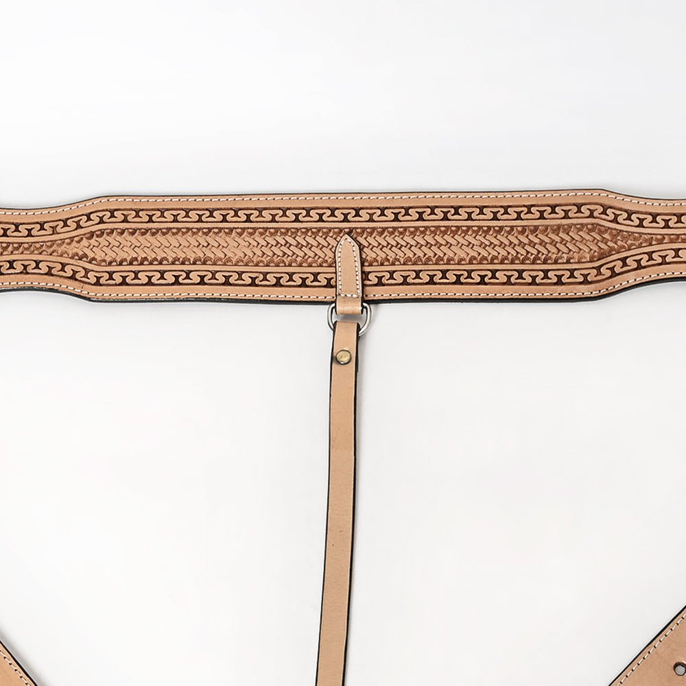 Comfytack Horse Saddle Flank Cinch Girth Handtooled Leather W/ Billets Antique Tan
