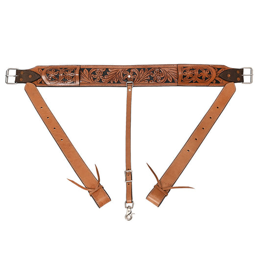 Comfytack Horse Western Carved Leather Rear Flank Back Cinch Girth Saddle Billets