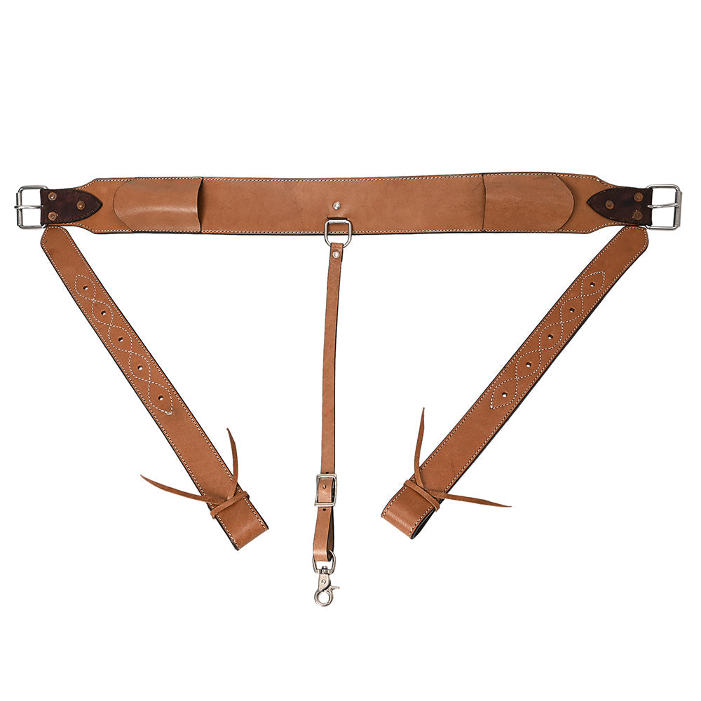Comfytack Western Horse Leather Rear Flank Back Saddle Cinch With Billets