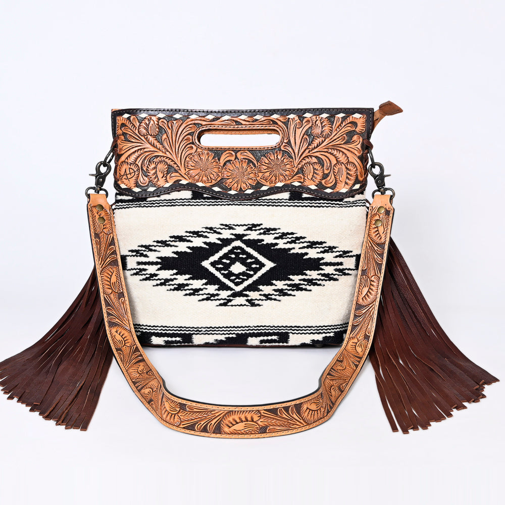 American Darling Clutch Hand Tooled Saddle Blanket Fabric Genuine Leather Western Women Bag Handbag Purse | Purses for Cute