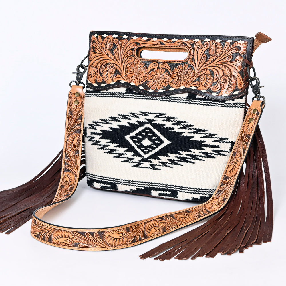 American Darling Clutch Hand Tooled Saddle Blanket Fabric Genuine Leather Western Women Bag Handbag Purse | Purses for Cute