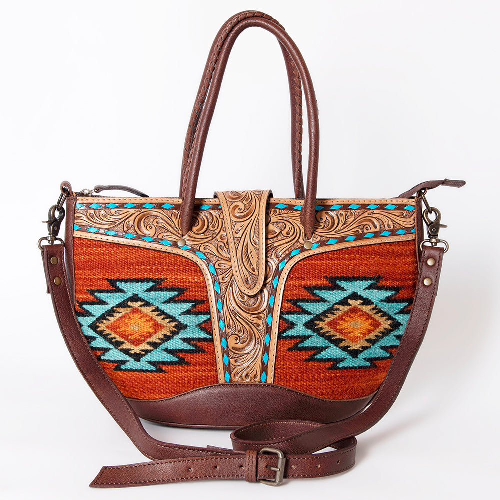 American Darling ADBG1084 Tote Hand Tooled Saddle Blanket Genuine Leather women bag western handbag purse