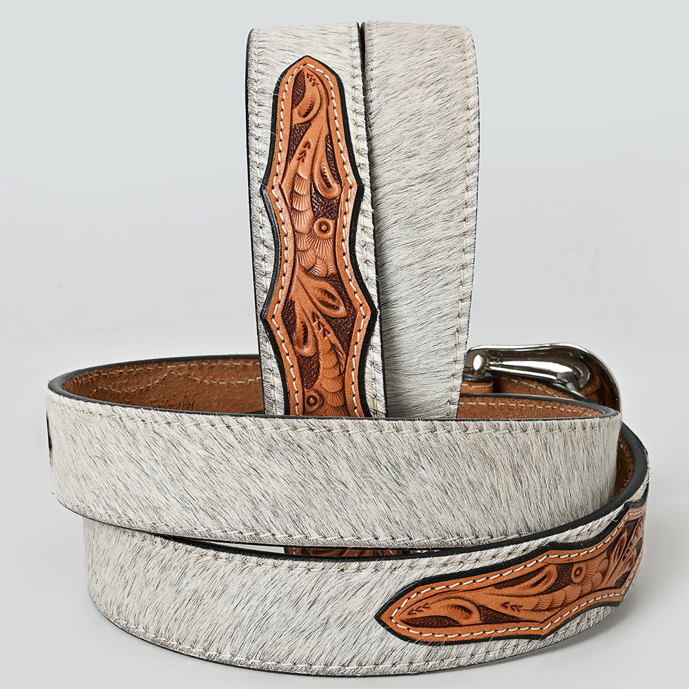American Darling ADBLF203-L Beautifully Hand Tooled Hair-On Genuine American Leather Belt Men and  Women
