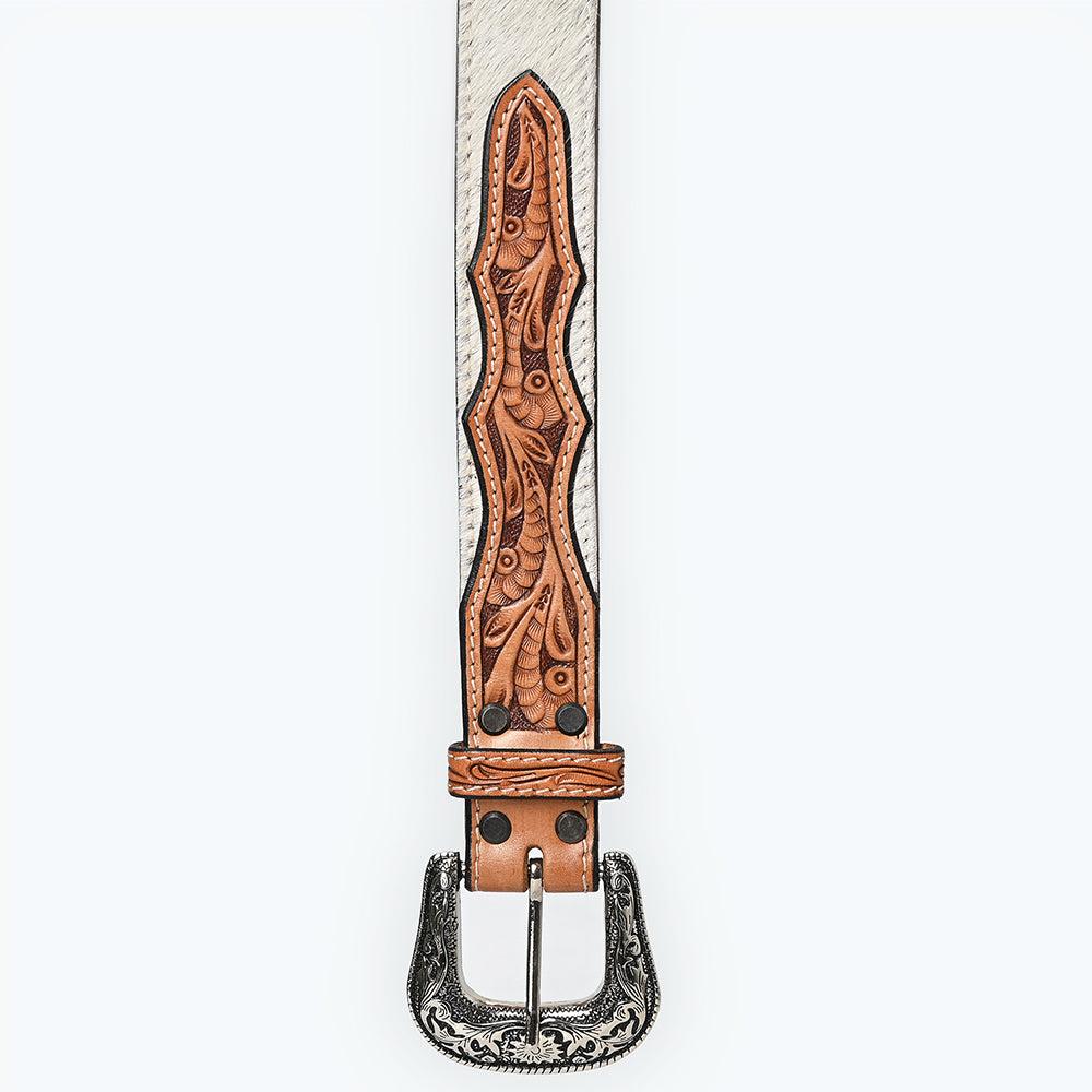American Darling ADBLF203-L Beautifully Hand Tooled Hair-On Genuine American Leather Belt Men and  Women
