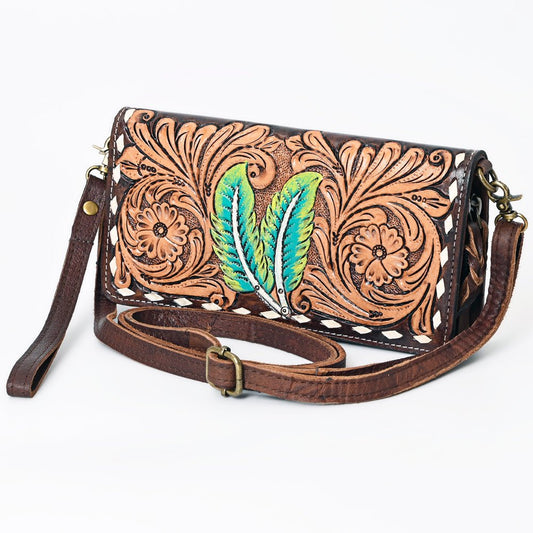 American Darling Organiser Hair-On Hand Tooled Genuine Leather Women Bag Western Handbag Purse
