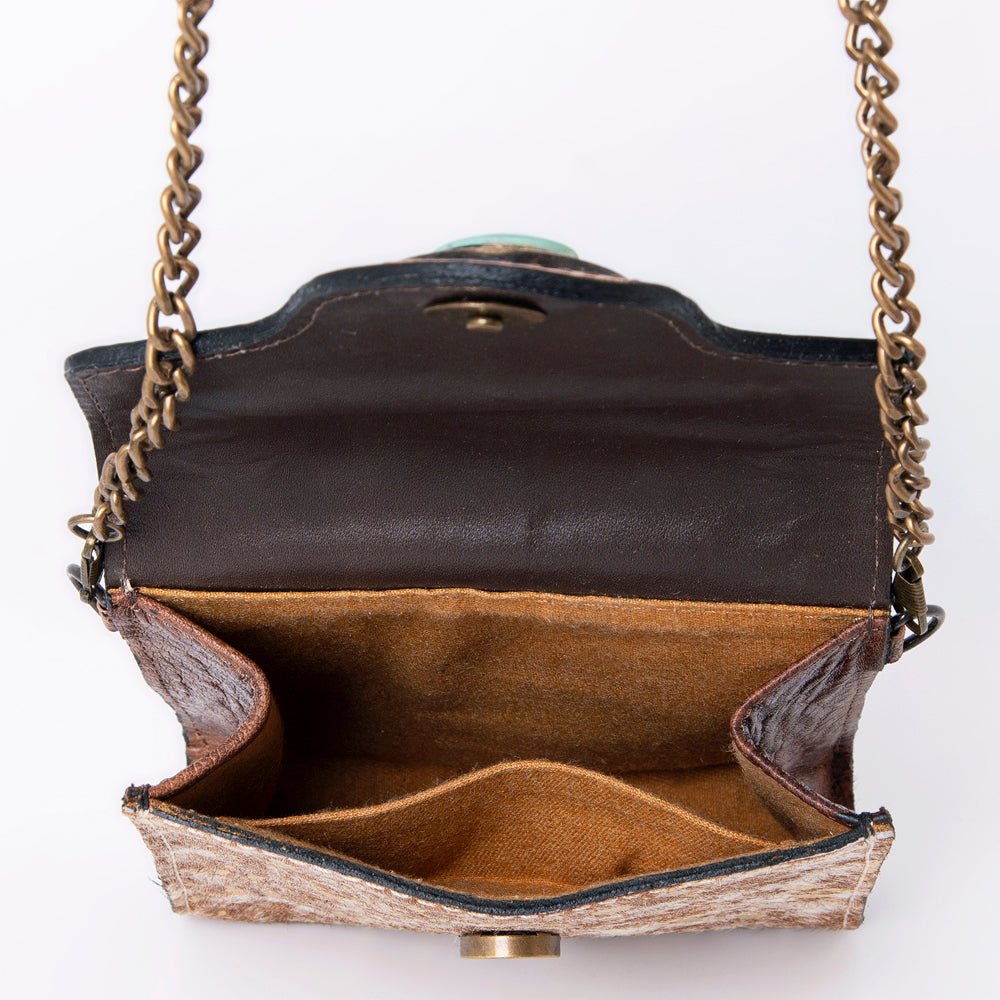 American Darling Hand Tooled Hair On Genuine Leather Women Bag Western Handbag Purse