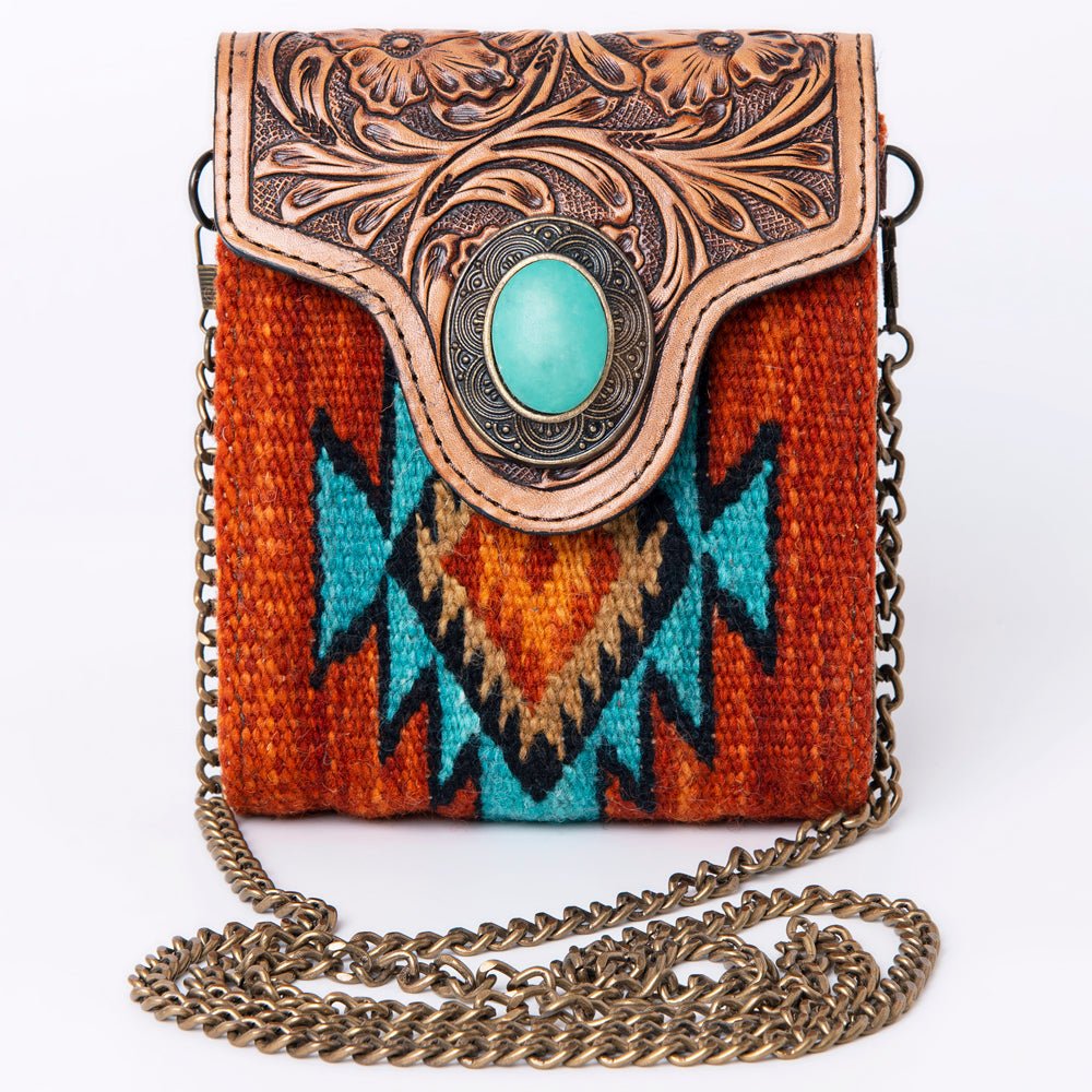 American Darling Hand Tooled Hair On Genuine Leather Women Bag Western Handbag Purse