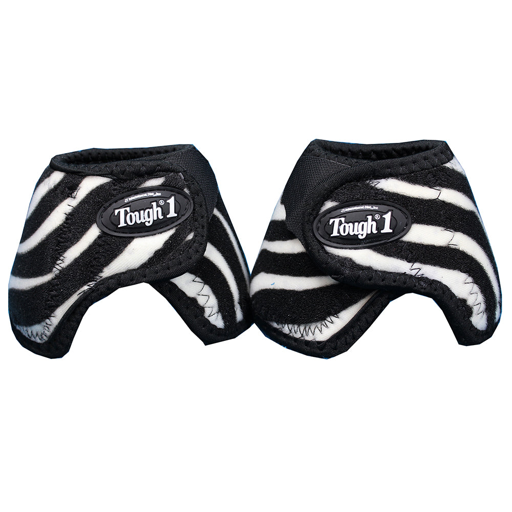Large Tough-1 Western Horse Extreme No Turn Vented Bell Boots  Zebra Print