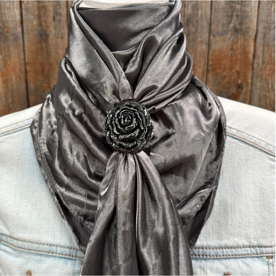 35X35" Solid Silver / Grey Wild Rag / Scarf WRS15 - Western Concho Wild Rag Slides - Assorted