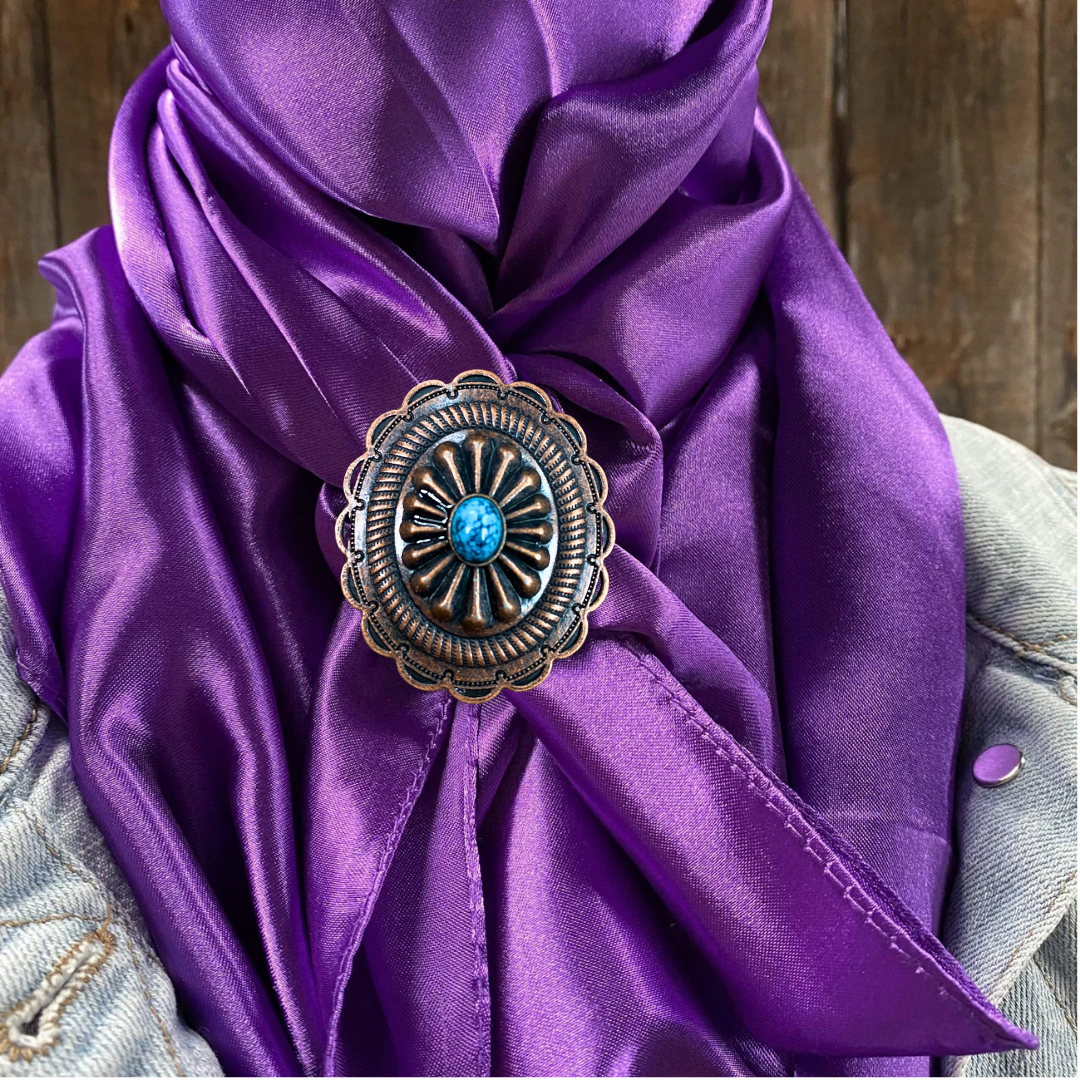 35X35" Solid Purple Wild Rag / Scarf WRS1 - Western Concho Wild Rag Slides - Assorted