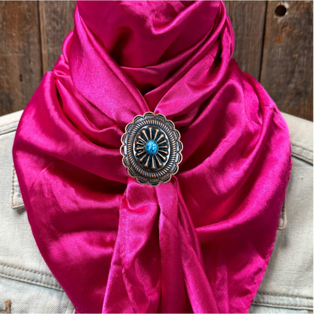 35X35" Solid Fuchsia Wild Rag / Scarf WRS12 - Western Concho Wild Rag Slides - Assorted