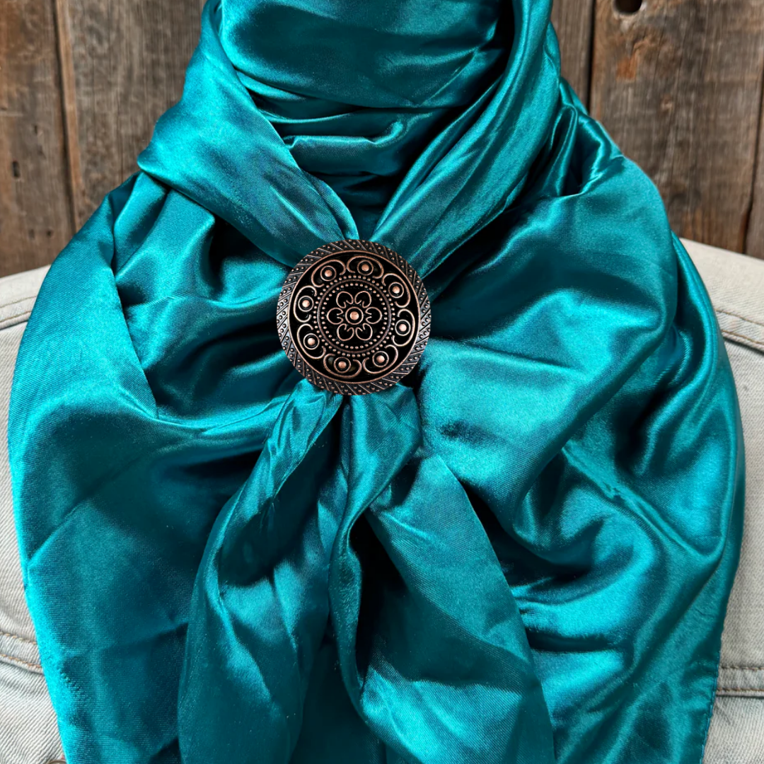 35X35" Solid Teal Wild Rag / Scarf WRS5 - Western Concho Wild Rag Slides - Assorted