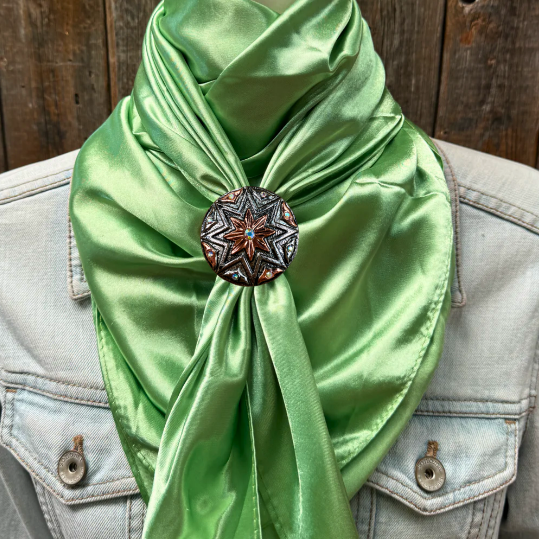 35X35" Solid Lime Wild Rag / Scarf WRS26 - Western Concho Wild Rag Slides - Assorted