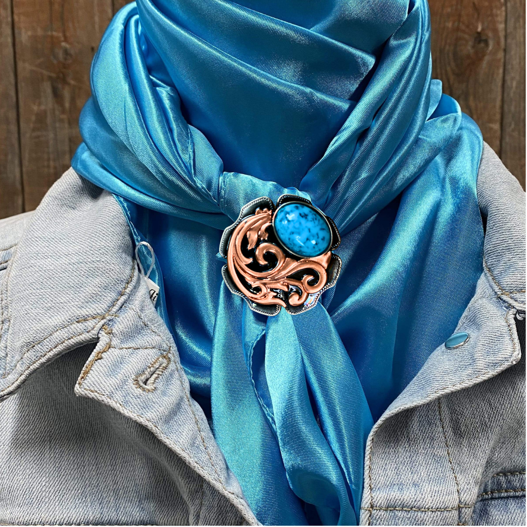 35X35" Solid Aqua Wild Rag / Scarf WRS8 - Western Concho Wild Rag Slides - Assorted