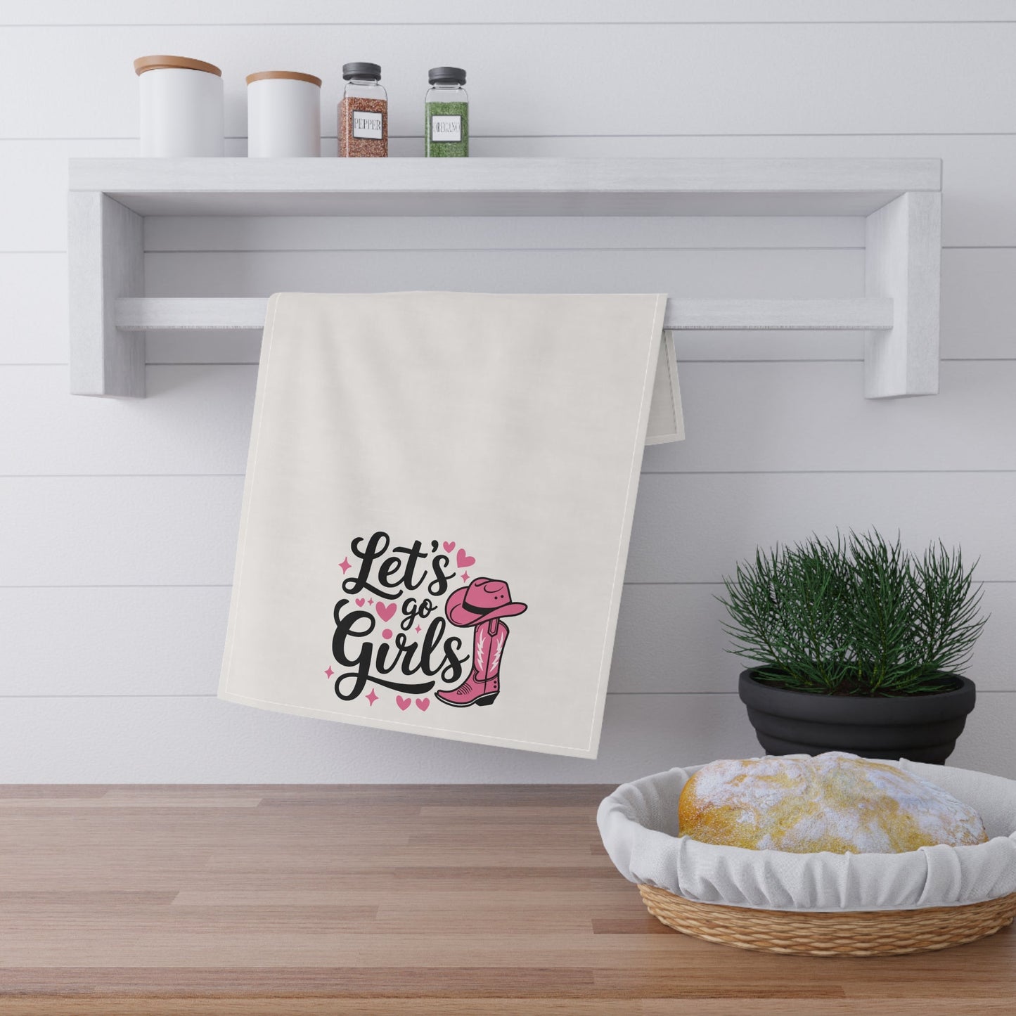 Girls' Western Theme Tea Towels, Let's Go Girls Cowgirl Kitchen Decor, Rustic Home Accents, Gift for Women, Farmhouse Style, Party Essentials