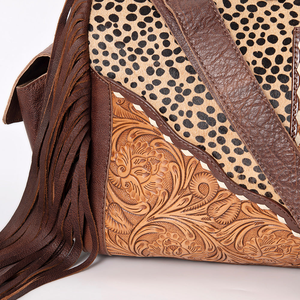 American Darling Duffel Hand Tooled Hair on Genuine Leather Western Women Bag | Handbag | Leather Duffle Bag | Weekend Bag | Travel Duffel Bags | Duffel Bag for Women | Leather Duffle Bag