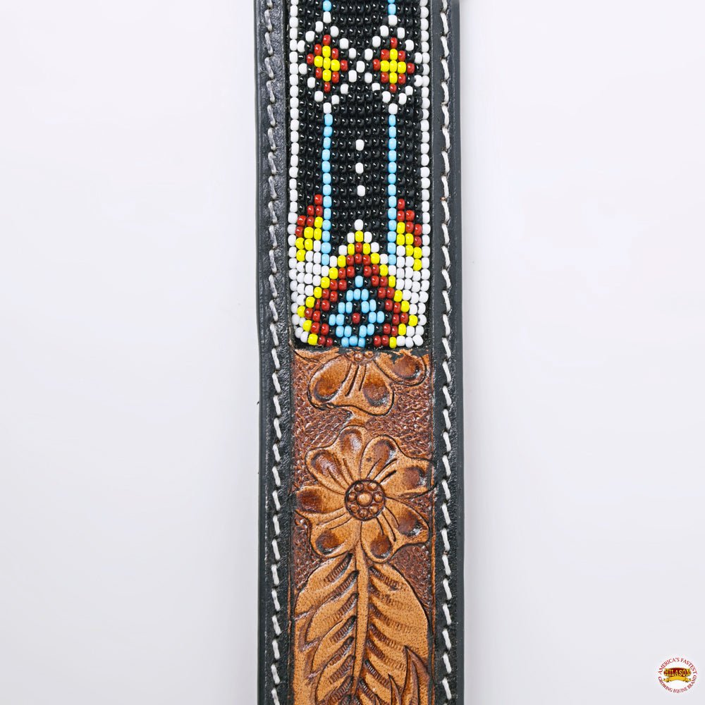 HILASON Western Genuine Leather Belt for Men Women Cowboy Cowgirl Handmade Unisex Full Grain Heavy Duty Tooled Beaded Belt