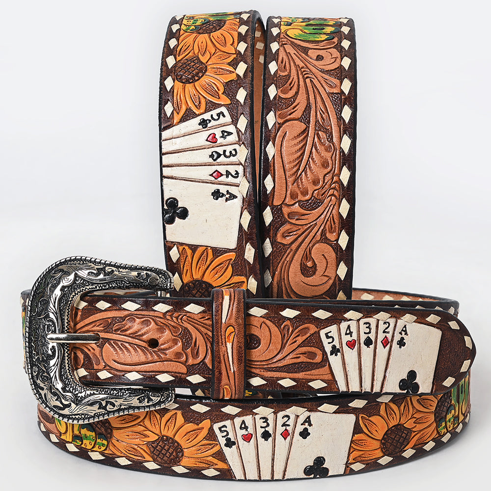 American Darling ADBLF205-L Beautifully Hand Tooled Genuine American Leather Belt Men and  Women