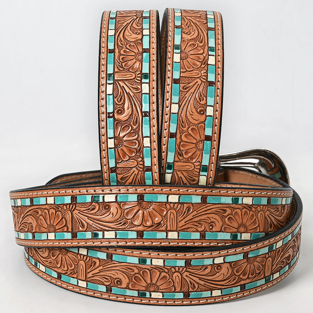 American Darling ADBLF210-L Beautifully Hand Tooled Genuine American Leather Belt Men and  Women