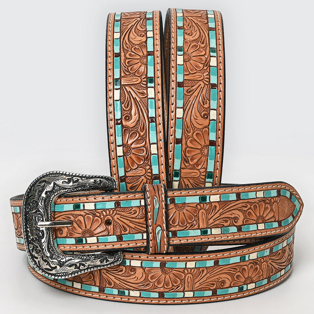 Beautifully Hand Tooled Hand Painted Genuine American Leather Belt Men and Women