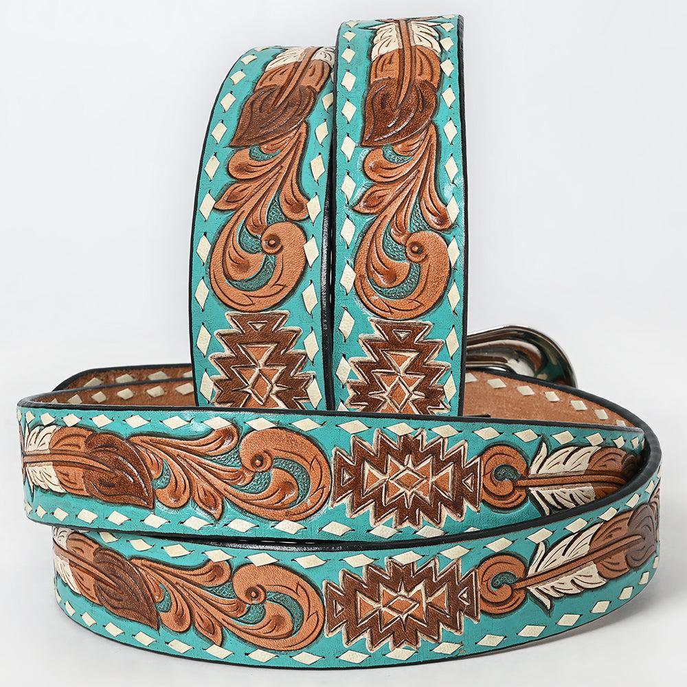American Darling ADBLF212-L Beautifully Hand Tooled Genuine American Leather Belt Men and  Women