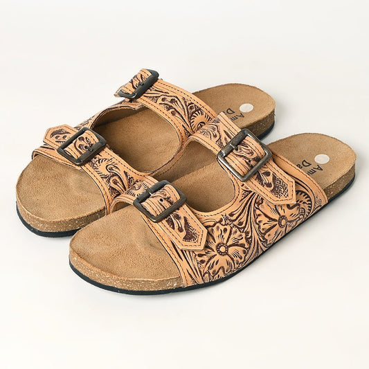 American Darling ADFT117 Hand tooled carved genuine leather sandal footwear flip flop