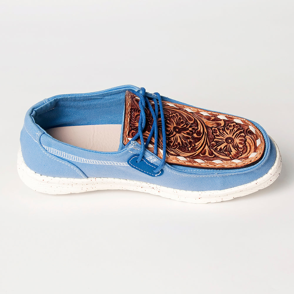 American Darling ADFT133BL4 Hand tooled carved genuine leather trim lightweight shoe footwear slip on