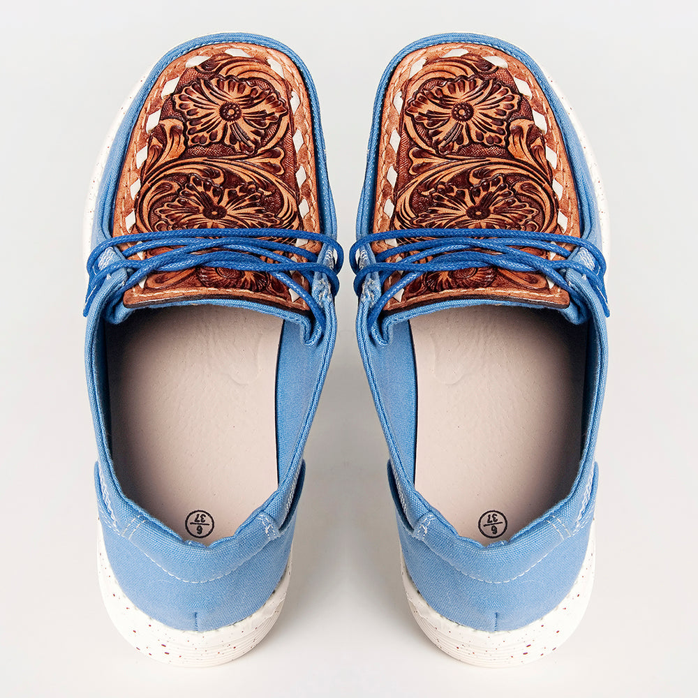 American Darling ADFT133BL4 Hand tooled carved genuine leather trim lightweight shoe footwear slip on