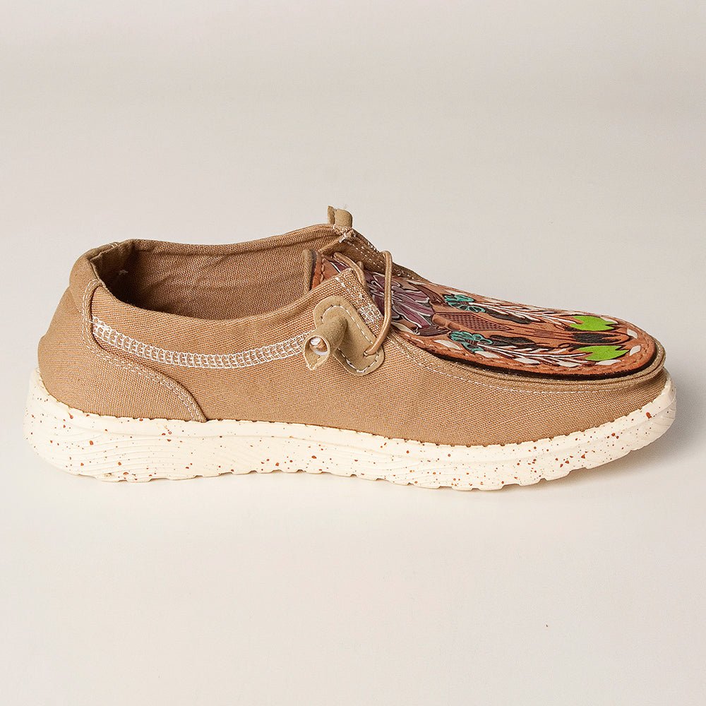 American Darling ADFT133BR2 Hand tooled carved genuine leather trim lightweight shoe footwear slip on