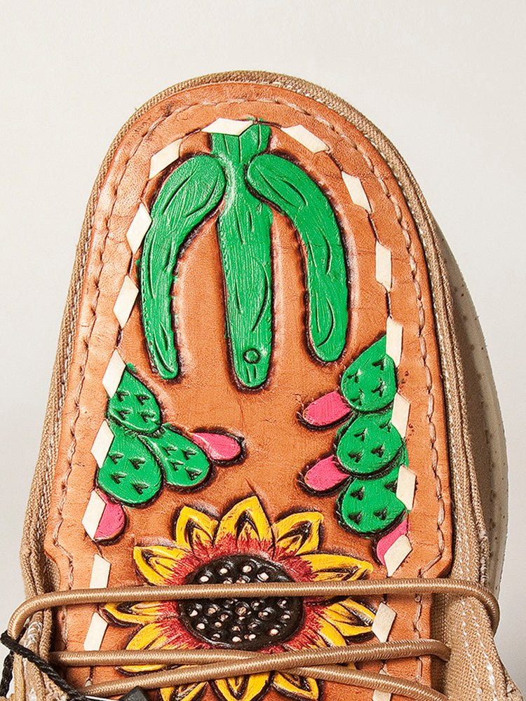 American Darling ADFT133BR7 Hand tooled carved genuine leather trim lightweight shoe footwear slip on