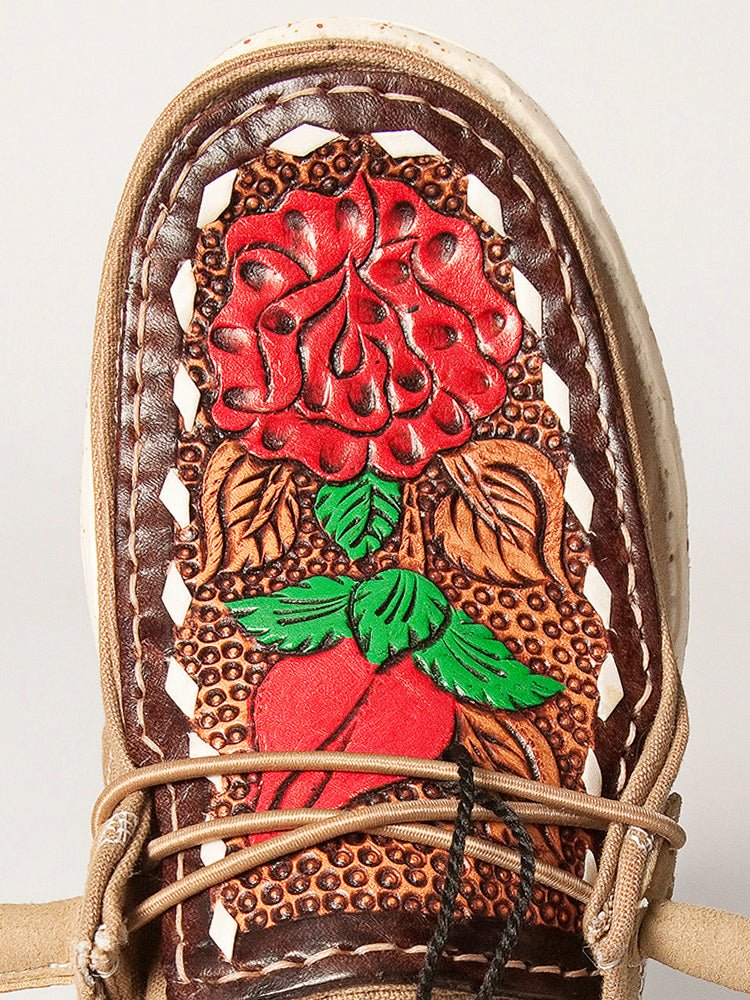 American Darling ADFT133BR12 Hand tooled carved genuine leather trim lightweight shoe footwear slip on