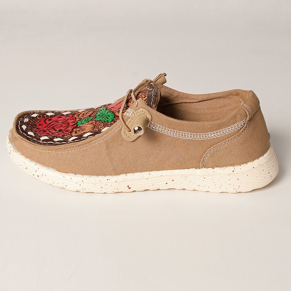 American Darling ADFT133BR12 Hand tooled carved genuine leather trim lightweight shoe footwear slip on