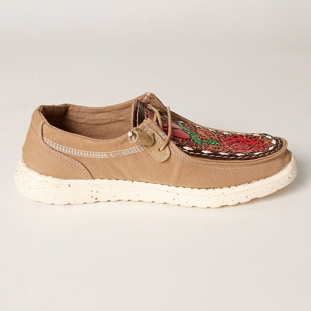 American Darling ADFT133BR12 Hand tooled carved genuine leather trim lightweight shoe footwear slip on