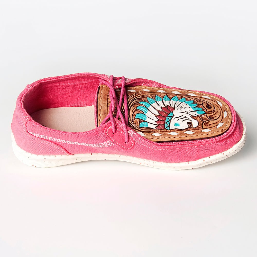 American Darling ADFT133FU1 Hand tooled carved genuine leather trim lightweight shoe footwear slip on