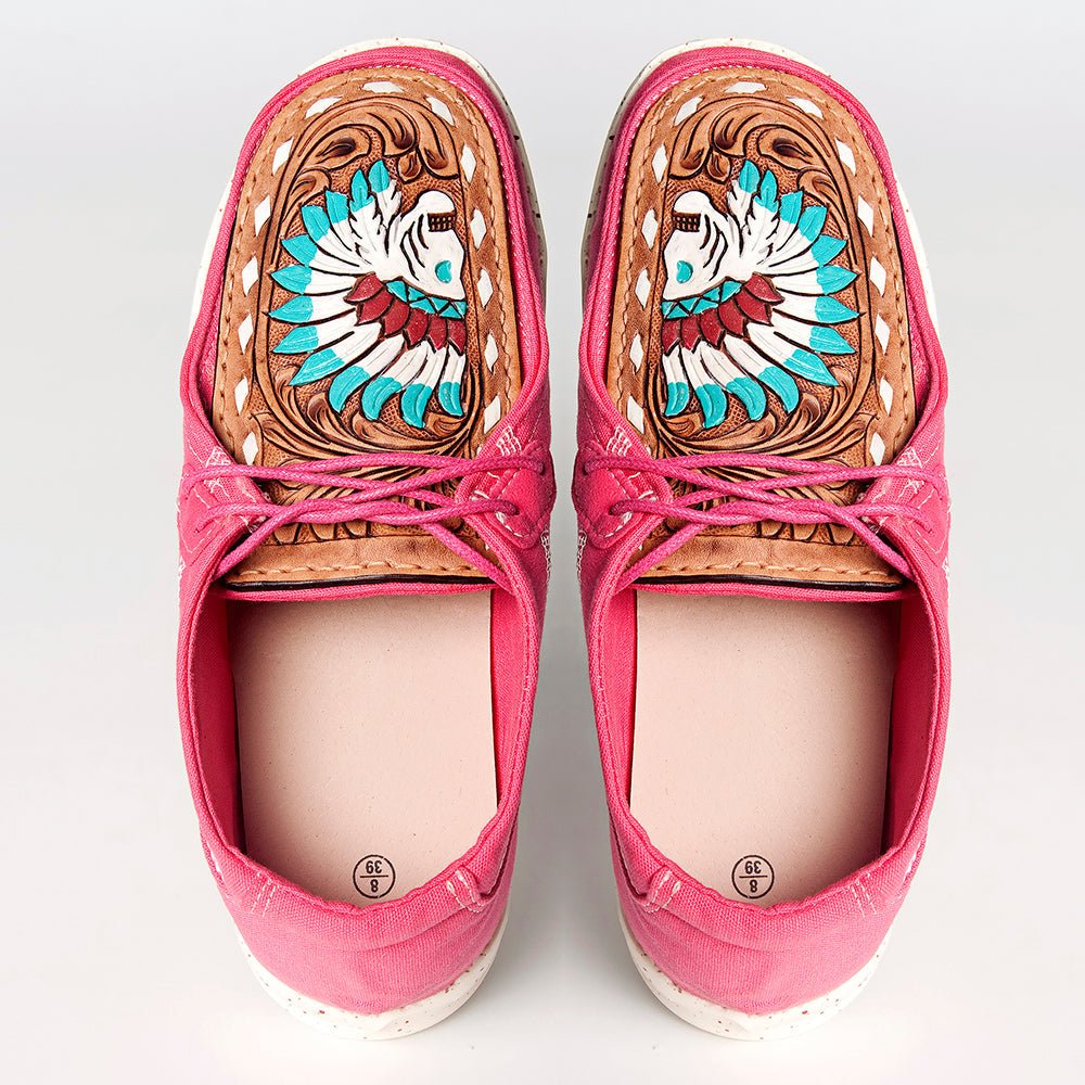 American Darling ADFT133FU1 Hand tooled carved genuine leather trim lightweight shoe footwear slip on