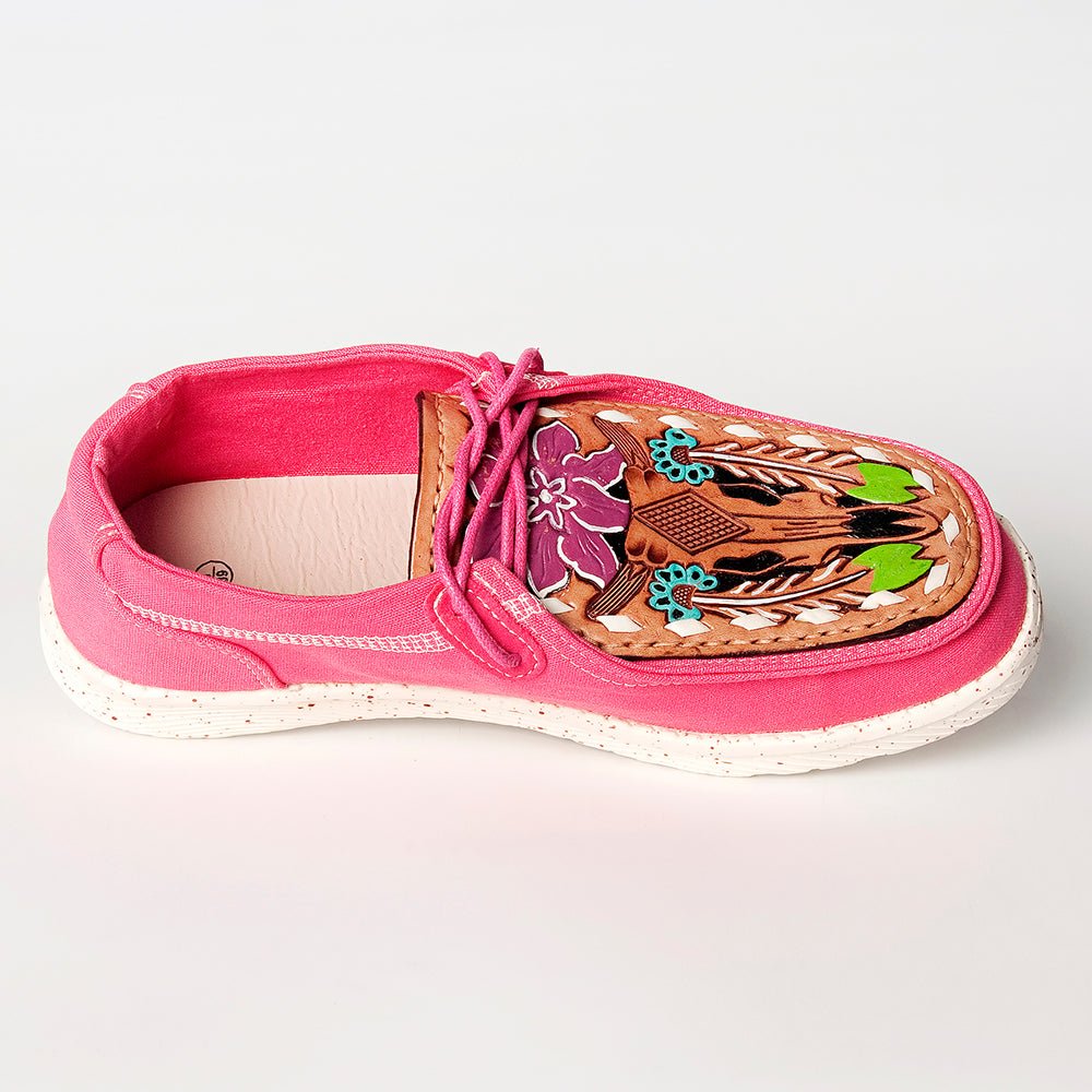 American Darling ADFT133FU2 Hand tooled carved genuine leather trim lightweight shoe footwear slip on