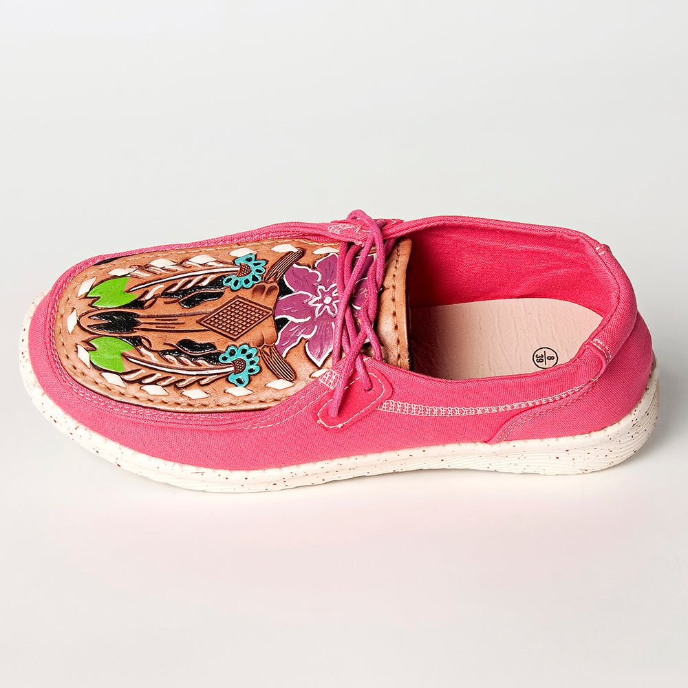 American Darling ADFT133FU2 Hand tooled carved genuine leather trim lightweight shoe footwear slip on