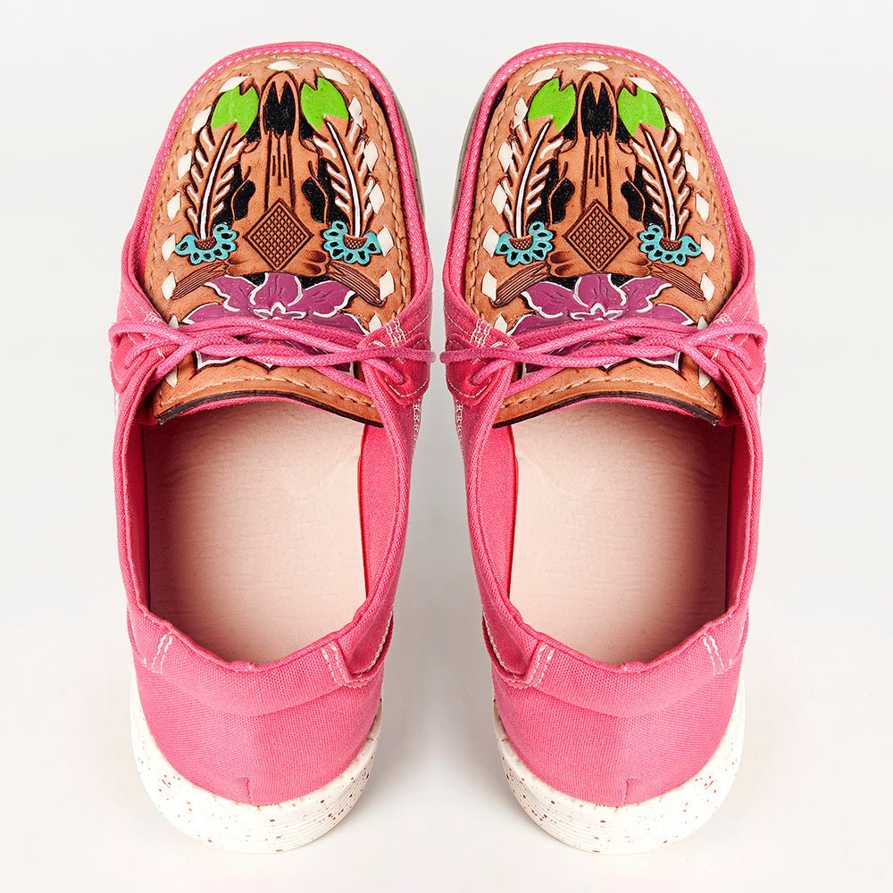 American Darling ADFT133FU2 Hand tooled carved genuine leather trim lightweight shoe footwear slip on