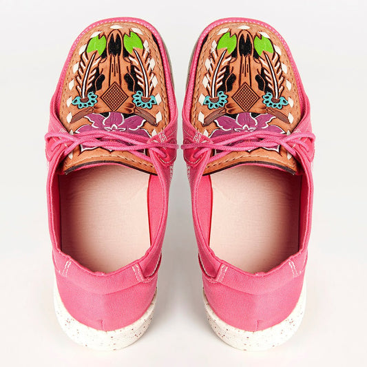 American Darling ADFT133FU2 Hand tooled carved genuine leather trim lightweight shoe footwear slip on