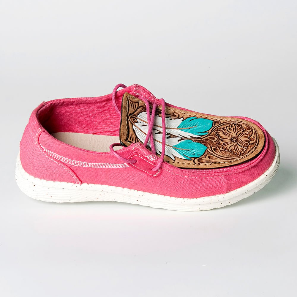 American Darling ADFT133FU3 Hand tooled carved genuine leather trim lightweight shoe footwear slip on