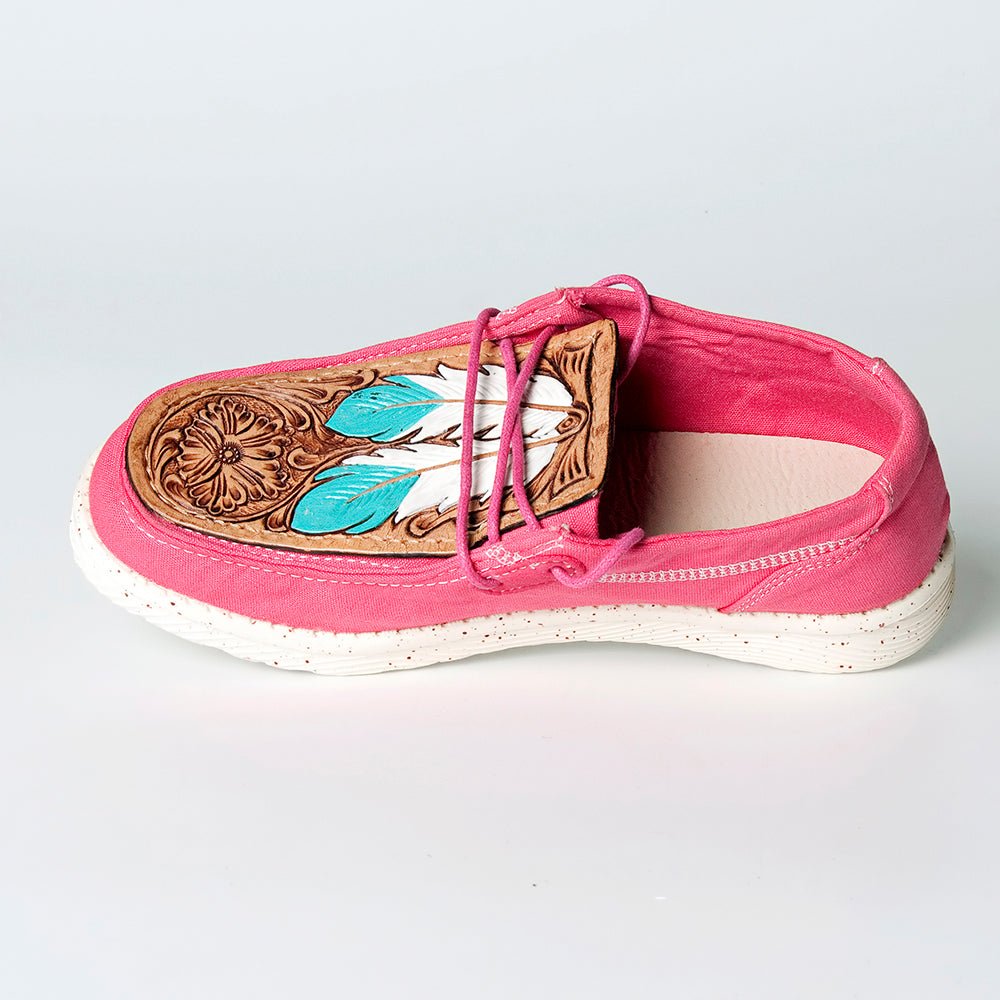 American Darling ADFT133FU3 Hand tooled carved genuine leather trim lightweight shoe footwear slip on