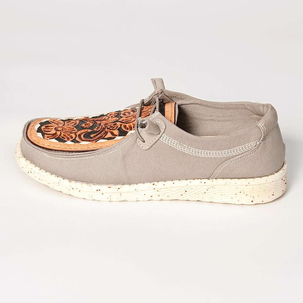 American Darling ADFT133GR13 Hand tooled carved genuine leather trim lightweight shoe footwear slip on