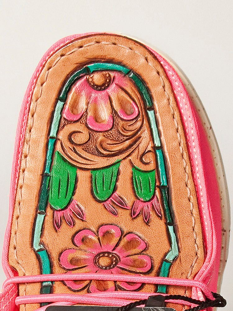 American Darling ADFT133NEPK10 Hand tooled carved genuine leather trim lightweight shoe footwear slip on