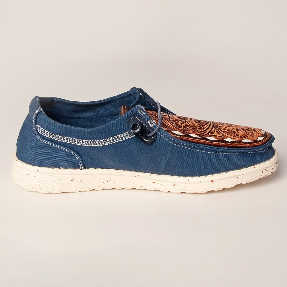 American Darling ADFT133NV4 Hand tooled carved genuine leather trim lightweight shoe footwear slip on