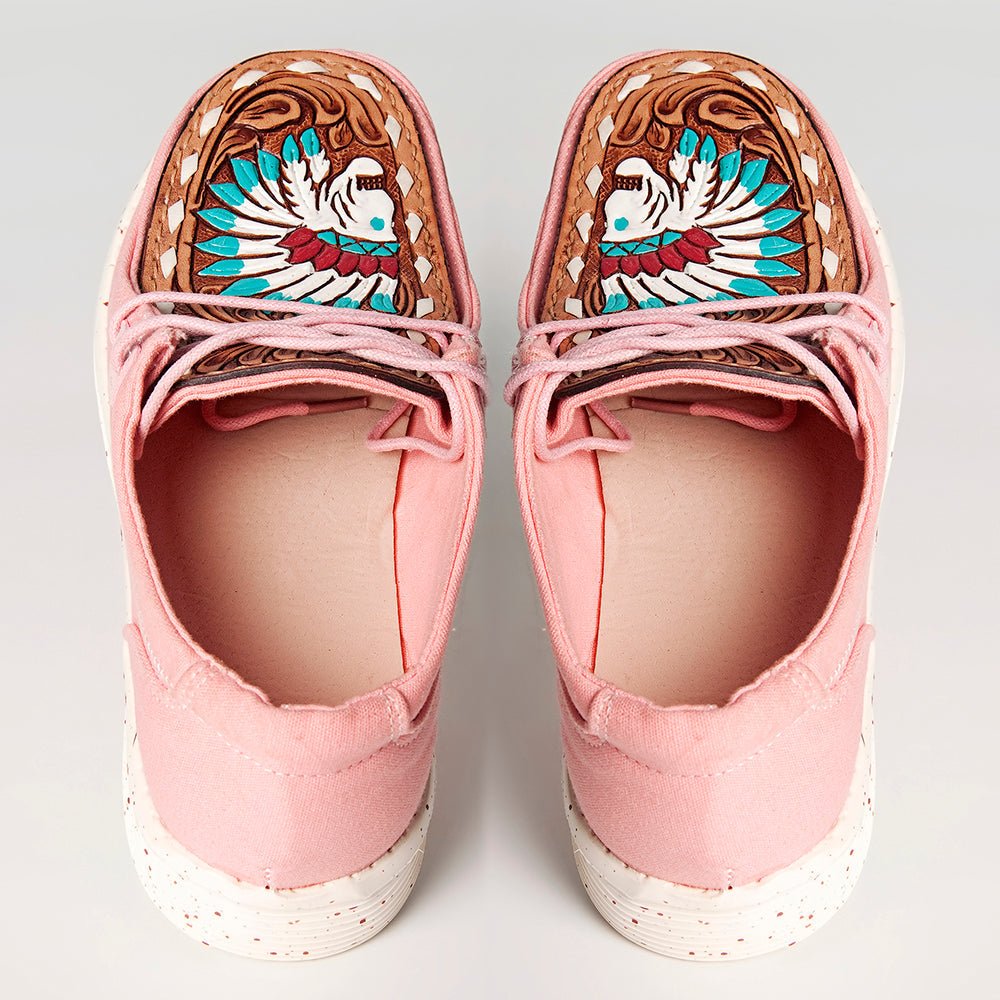 American Darling ADFT133PK1 Hand tooled carved genuine leather trim lightweight shoe footwear slip on