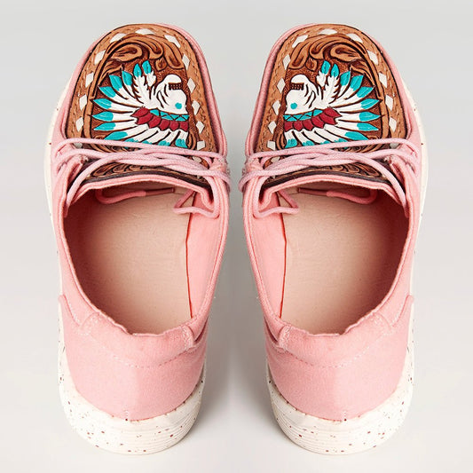 American Darling ADFT133PK1 Hand tooled carved genuine leather trim lightweight shoe footwear slip on